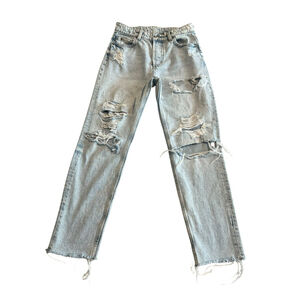 & Denim Jeans Womens Size 2 Light Wash Boyfriend Slim Straight